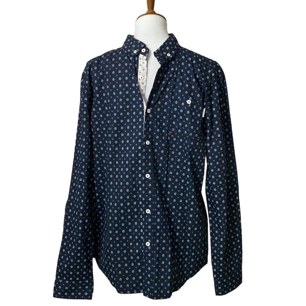 SoulStar UK Mens Large Shirt Button down Floral Long sleeve Work Casual Boho